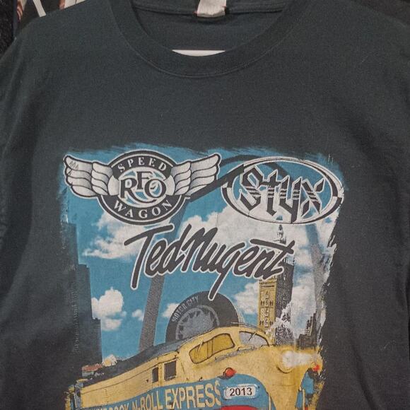 Styx REO Speedwagon Ted Nugent MIDWEST ROCK N ROLL EXPRESS 2013 TOUR T-Shirt (L) - Picture 3 of 4